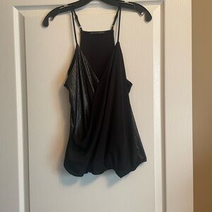 Harlowe & Graham Black Asymmetrical Wrap Camisole